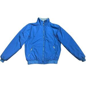 Vintage LL Bean Bomber Jacket Mens Sz M Blue Fleece Lined Full Zip Work